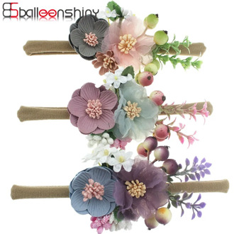 BalleenShiny Nylon Stretch Headband Fashion Stitching Flower Berry Baby Headband Newborn Photography Props Kids Girls Hair Band