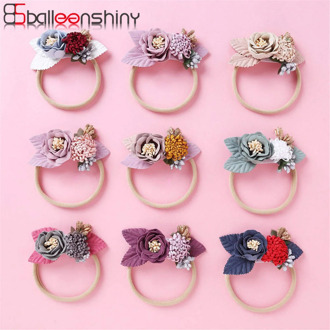 Balleenshiny Nylon Thin Hair Band 9Color Stitching Flower Baby Girls Headband Kids Girls Hair Accessories Infant Headwear