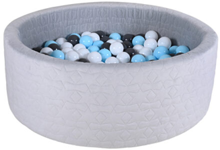 Ballenbak soft Cosy geo grey inclusief 300 ballen grey/creme/lightblue Grijs