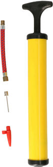 Ballenpomp - geel - met naald - kunststof - voor voetbal/basketbal/skippybal - bal pomp - 28 cm