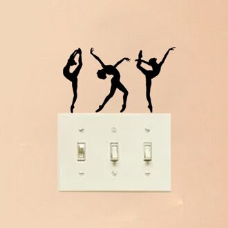 Ballerina Gymnastiek Ballet Danser Muursticker Licht Switch Decal Vinyl 6SS0409