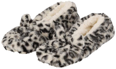 Ballerina sloffen - dames - wit - luipaard - pantoffels - antislip 40-42