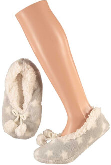 Ballerina sloffen sterren - kinderen - grijs/wit - maat 31-33 31/33