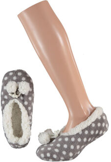 Ballerina sloffen stippen - kinderen - grijs/wit - maat 31-33 31/33