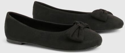 Ballet Flats Met Brede Pasvorm En Strik, Black - 36