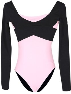 Ballet Gymnastiek Turnpakje Ballerina Training Kostuum Voor Vrouwen Dance Wear Adult Yoga Bodysuit Kleur Contrast Ballet Pak roze / XL