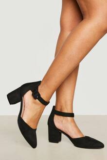 Ballet Met Brede Pasvorm, Gesp En Blokhak, Black - 36