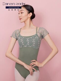 Ballet Turnpakje Voor Vrouwen Borduren Stiksels Dans Turnpakje Ritmische Gymnastiek Jurk Actrice Professionele Kostuum groen / S