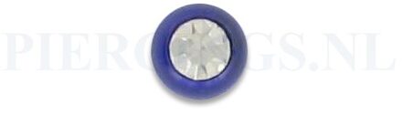 Balletje 1.6 mm acryl blauw met kristal