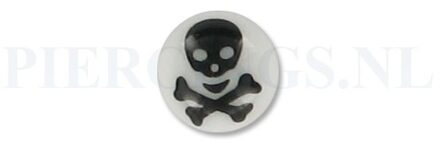 Balletje 1.6 mm acryl wit met doodshoofd 6 mm