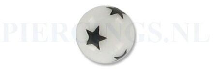 Balletje 1.6 mm acryl wit met ster 6 mm