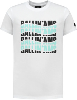 Ballin Amsterdam Jongens t-shirt wave logo Wit - 152