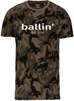 Ballin Est. 2013 - Heren Tee SS Army Camouflage Shirt - Groen - Maat L