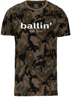 Ballin Est. 2013 - Heren Tee SS Army Camouflage Shirt - Groen - Maat M