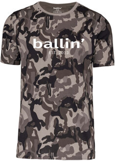 Ballin Est. 2013 - Heren Tee SS Grijs Camouflage Shirt - Grijs - Maat M