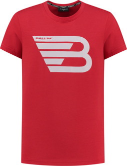 Ballin T-shirt met logo - Rood - Maat 140