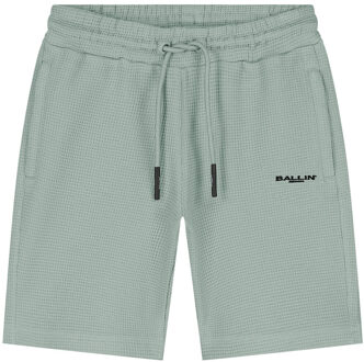 Ballin Zomer sweat short jongens - groen - Waffle logo - Maat 176