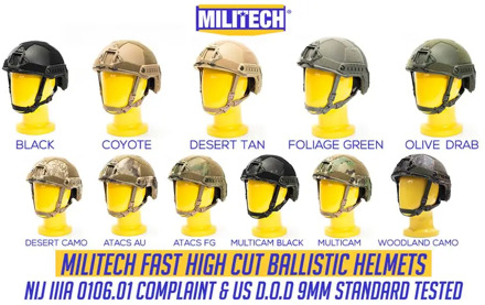 Ballistic Helmet NIJ Level IIIA 3A 2019 New Fast High XP Cut ISO Certified Bulletproof Helmet With 5 Years Warranty--Militech