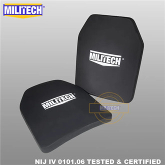 Ballistic Plate Bulletproof Panel NIJ level 4 IV Alumina & PE Stand Alone Two PCS 10x12 Inches Light Weight Body Armor--Militech