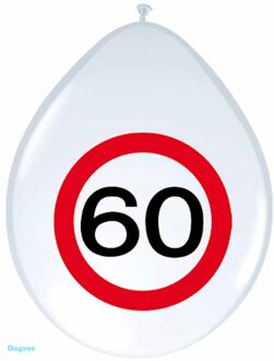 ballon 30cmverkeersbord 60jaar pak a 8st Wit