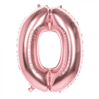 Ballon Cijfer 0 Rosé Goud 86 Cm Goudkleurig