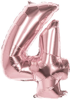 Ballon Cijfer 4 Rosé Goud 86 Cm Goudkleurig