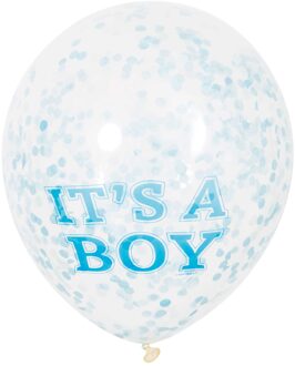 ballon It's A Boy latex blauw/transparant 6 stuks