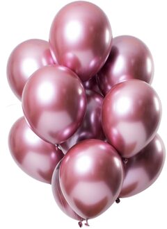 Ballonen Mirror Effect 33 Cm Latex Roze 12 Stuks