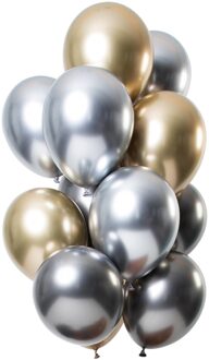 Ballonen Mirror Effect 33 Cm Latex Zilver/goud 12 Stuks Multikleur