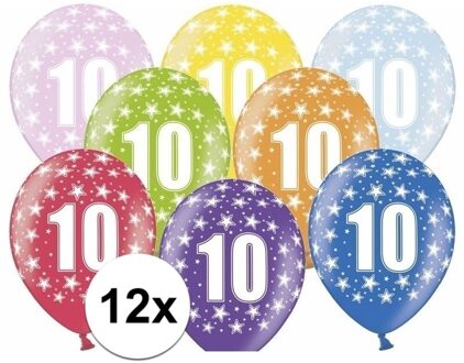 Ballonnen 10 met sterretjes 12x - Ballonnen Multikleur