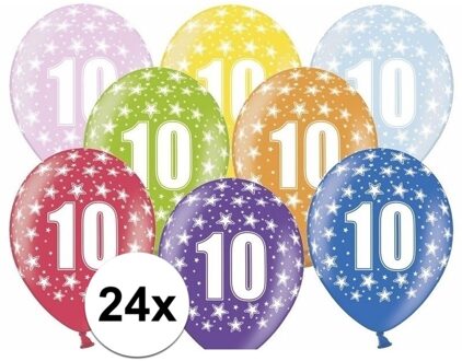 Ballonnen 10 met sterretjes 24x - Ballonnen Multikleur