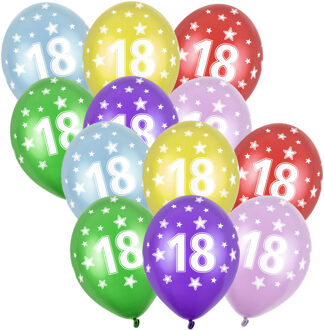 Ballonnen 18 jaar - 12x - 30 cm - sterretjes - 18e verjaardag/jubileum - versiering