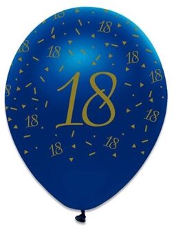 Ballonnen 18 Jaar 30 Cm Latex Blauw/goud 6 Stuks