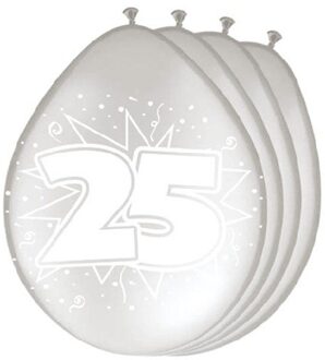 Ballonnen 25 jaar - 8 stuks - zilverkleurig