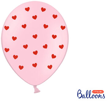 """Ballonnen 30 cm, Hearts, Pastel Baby roze (1 zakje met 6 stuks)"""