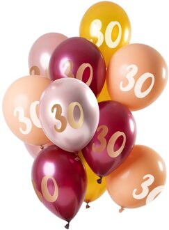 Ballonnen 30 Jaar 30 Cm Latex Roze/goud 12 Stuks