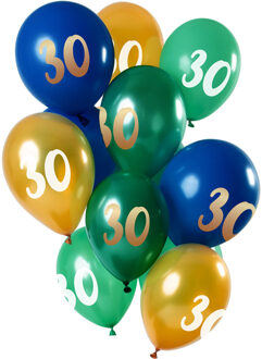 Ballonnen 30 Jaar 30cm Latex Groen/goud 12-delig