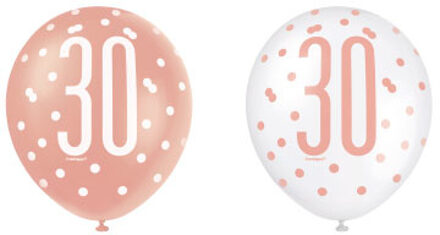 Ballonnen 30 Jaar Rosé Goud 30cm 6st