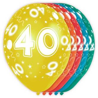 ballonnen 40 jaar 30 cm latex 5 stuks Multikleur