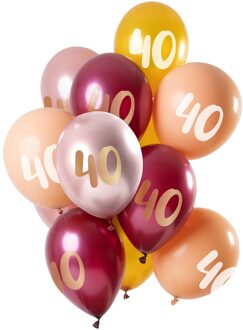 Ballonnen 40 Jaar 30 Cm Latex Roze/goud 12 Stuks