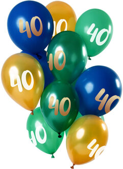 Ballonnen 40 Jaar 30cm Latex Groen/goud 12-delig