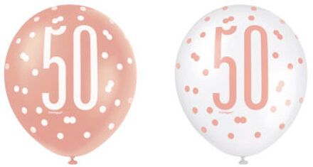 Ballonnen 50 Jaar Rosé Goud 30cm 6st