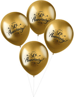 Ballonnen 50th Anniversary 33 Cm Latex Goud 4 Stuks Goudkleurig