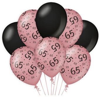 ballonnen 65 jaar dames latex roze/zwart Goudkleurig