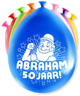 Ballonnen - Abraham/50 jaar feest - 8x stuks - diverse kleuren - 30 cm - Ballonnen Multikleur