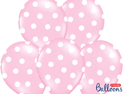 Ballonnen Baby Roze Dots Wit 6 Stuks