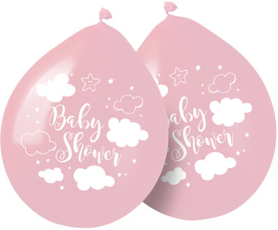 Ballonnen Baby Shower 30 Cm Latex Roze/wit 8 Stuks