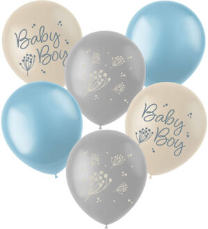Ballonnen Blooming Baby Boy (6st) Blauw