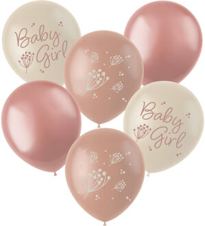 Ballonnen Blooming Baby Girl (6st) Roze
