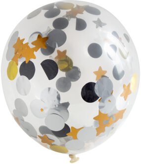 Ballonnen Confetti 30 Cm Latex Goud/zilver Goudkleurig